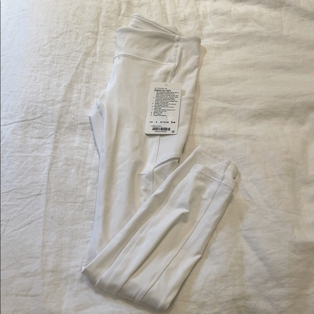Lululemon speed up tight leggings white, size 4